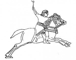 Ассирийское изображение воина в седле. VII в. до н. э.